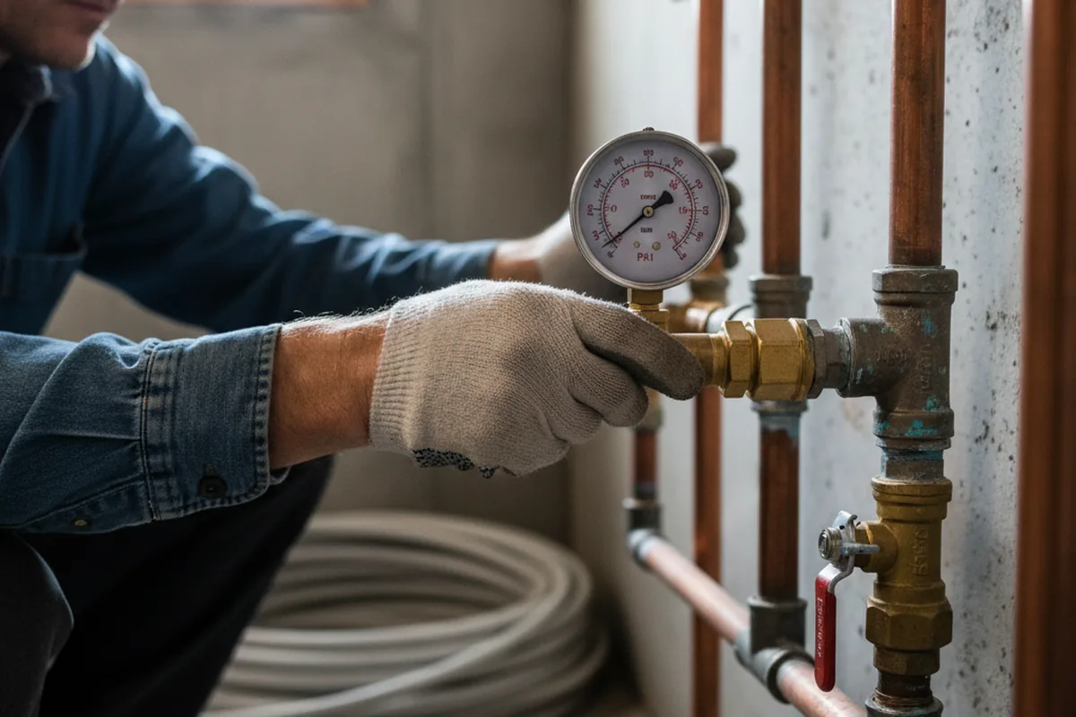 Pressure testing a repaired line during Water Line Repair in Bentley